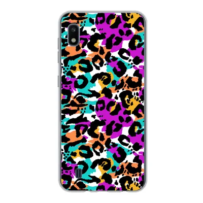 Produktbild von MuchoWow® Handyhülle Schutzhülle Hülle für Samsung Galaxy A10 Pantherdruck - Regenbogen - Weiß Silikon Softcase Handy Hülle - Schutzhülle