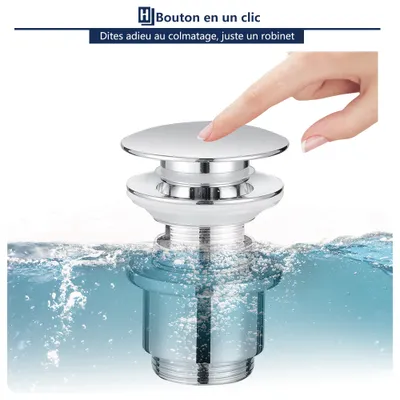 Image de Robinet escamotable universel Homelody 1 1/4 pouce en laiton avec trop-plein pour lavabo/lavabo