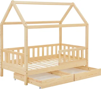 Obrázek produktu pro Dětská postel Marli 300606, se střechou, lamelovým roštem, ochranou proti pádu a úložným prostorem, 90 x 200 cm