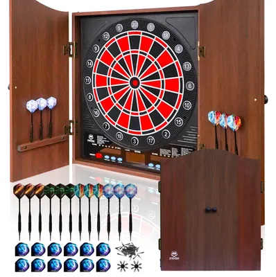 Zdjęcie produktu dla Elektroniczna dartboard, wykonana z brązowego tworzywa sztucznego, o średnicy 60 cm, w zestawie 12 dartów