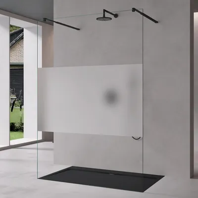 Produktbild von Mai & Mai Duschwand Duschabtrennung 2 Schwarze Haltestange für Walk-In Dusche120cm 10mm Klarglas ESG-Sicherheitsglas mit Nanobeschichtung Bremen02MS+2