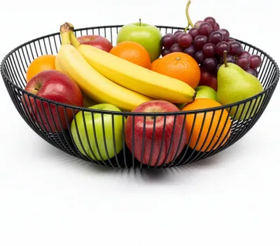 Immagine prodotto di Relaxdays Cestino portafrutta in metallo, cestino rotondo, A x P: 8 x 28 cm, cestino in filo metallico per frutta, verdura e panini, moderno, nero