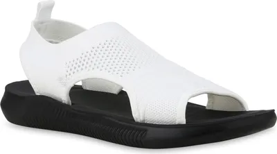 Produktbild von VAN HILL Damen Komfort Sandalen Bequeme Strick Freizeit Schuhe 841662, Farbe: Weiß, Größe: 37