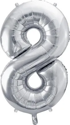 Produktbild von Folienballon Zahl "8", silber, 86cm, 1 Stk.