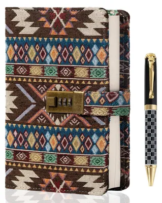 Produktbild von Tagebuch mit Schloss, Liniert, Hardcover, Stoffeinband, Braun, 15x22cm, inkl. Stift