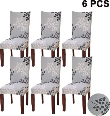 Produktbild von Universal Stretch Stuhlhussen 6er Set, Abnehmbare Stuhlbezug Sitz Stuhl Esszimmer überzug Stuhlüberzu Abdeckungen Hussen für  Hotel Party Bankett