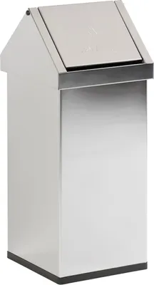 Produktbild von Eckiger Edelstahl Abfallbehälter Haiti mit Swingdeckel | 55 Liter, HxBxT 77x30x30cm | Edelstahl