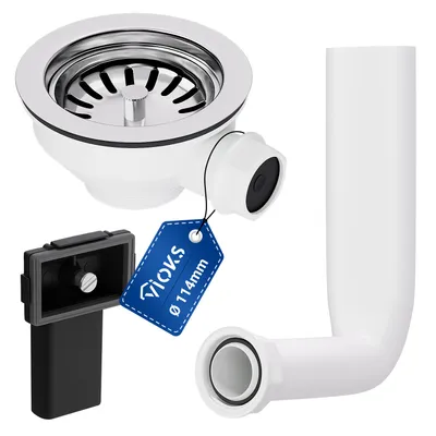 Produktbild von Siebkorbventil 114 mm 1 Zoll Anschluss Excenterventil mit Überlauf für Spüle Küchenspüle