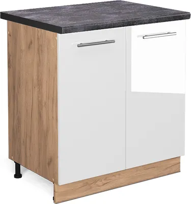Produktbild von Spülenunterschrank Vicco Fame-Line Weiß Hochglanz 80 cm , AP Anthrazit, Model 46164