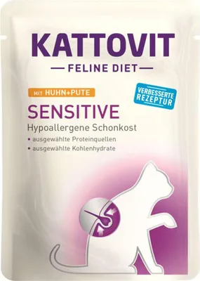 Produktbild von Kattovit - Feline Diet Pouchbeutel Sensitive 24x85g  |  Huhn & Pute
