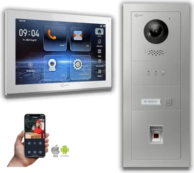 Produktbild von Goliath IP Video Türsprechanlage mit Kamera 10-Zoll Fingerprint Anzeige Silber : 1 Monitor : 10 Zoll Weiß : Unterputzdose Monitor Anzahl: 1 Monitor Monitor Farbe: 10 Zoll Weiß Montage: Unterputzdose