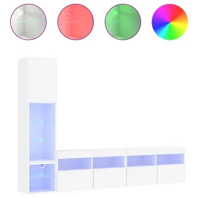 Produktbild von vidaXL 4-tlg. Wohnwand mit LED-Beleuchtung Weiß Holzwerkstoff