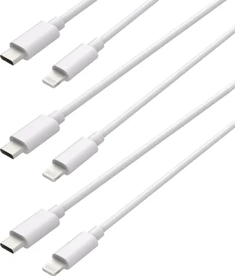 Productafbeelding van USB C naar Lightning Kabel - Oplader - Oplaadkabel Geschikt voor Apple / Iphone oplader - Fast Charge - MFi gecertificeerd - 75cm - Wit - 3 stuks - Cazy