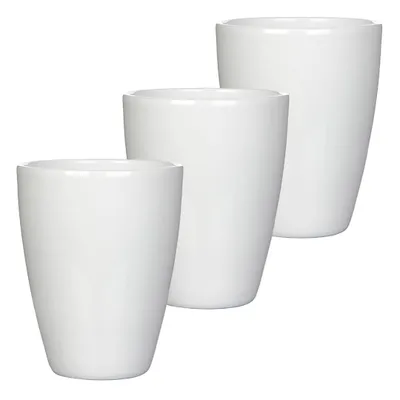 Produktbild von 3 x  Orchideentopf aus Keramik Ø 13,5 cm x 17 cm hoch - Weiß-Glanz – mit Erhöhung für optimale Belüftung – dekorativer Übertopf für Orchideen