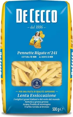 Produktbild von 20x De Cecco Pasta 100% Italienisch Pennette Rigate n° 241 kurze Pasta 500g