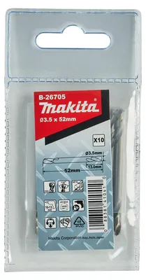 Immagine prodotto di Makita HSS-G punta doppia, 3,5 x 52 mm, 10 pz HSS-G - 10 pz - 3,5 mm x 52 mm