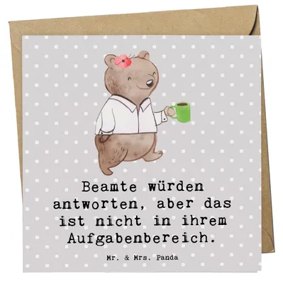 Produktbild von Mr. & Mrs. Panda Grußkarte Beamtin Humor - Grau Pastell - Geschenk, faltkarte, Glückwunschkarte, Beruf, handgefertigte Geschenke, für Berufstätige, Berufsleben, Witz