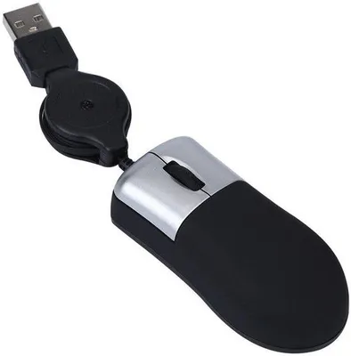 Productafbeelding van Mini USB-optische scrollmuis met touchpad en kabel, voor laptops - zwart