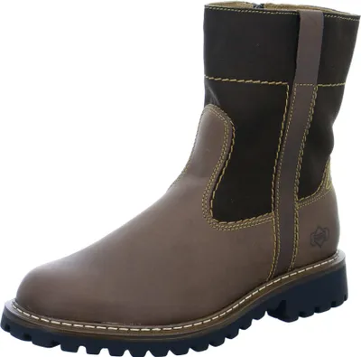 A single brown boot is shown against a white background.