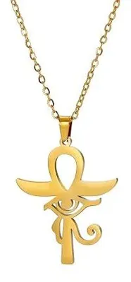 Zdjęcie produktu dla Naszyjnik ankh krzyż oko horusa amulet stal nierdzewna dla mężczyzny