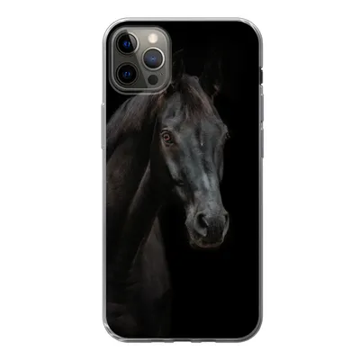 Produktbild von MuchoWow® Handyhülle Schutzhülle Hülle für iPhone 13 Pro Max Pferd - Nutztier - Schwarz Silikon Softcase Handy Hülle - Mobiltelefon