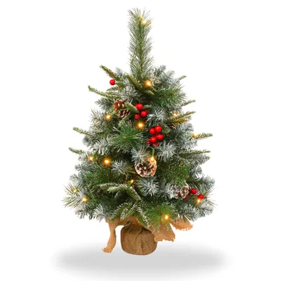Obrázek produktu pro XINZI 60cm umělý vánoční stromek, malý stolní vánoční stromek s osvětlením, 30 teplých bílých LED diod a baterie, borová šiška, vánoční dekorace