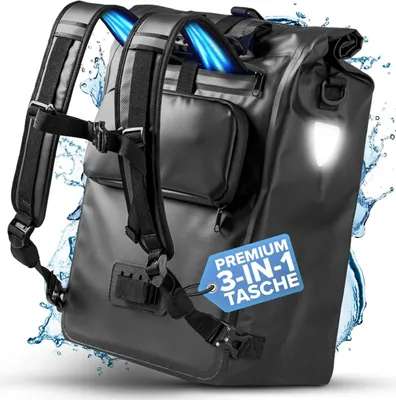 Produktbild von Famanu Fahrradtasche 3-in-1 - Wasserfest, Reflektierend & Multifunktional