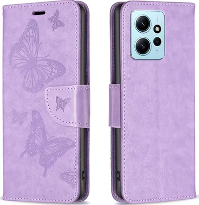 Produktbild von Mobigear Butterfly  Xiaomi Redmi Note 12 Hülle Klapphülle Geldbörse - Lila