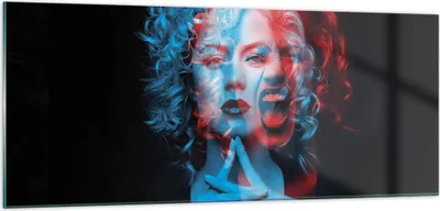 Produktbild von Bilder auf glas - Einteilig - Schwarz Frau Emotionen - 100x40cm - Glasbilder - Wandbilder - Bilder - zum Aufhängen bereit - Wanddekoration aus Glas - Glas Bilder - Wandbild auf Glas - GAB100x40-4472
