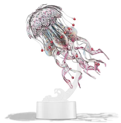 Produktbild von 3D Metall Puzzle Quallen Modellbausatz 61 Teile Edelstahl Rosa