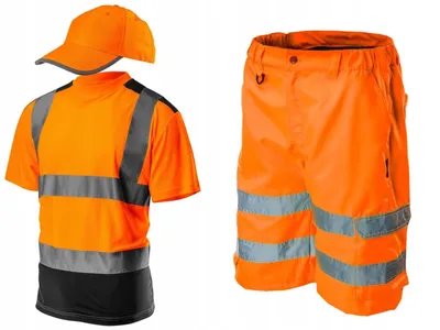 Produktbild von NEO TOOLS Set Warnschutz Shorts + T-Shirt + Kappe (Gelb/Orange) Gr. S-XXL | Warnschutz T-Shirt, Warnschutz Kappe