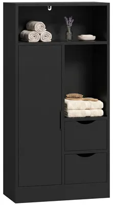 Immagine prodotto di HOMCOM Mobile Bagno Slim con Cassetti, Scomparti Aperti, Nero