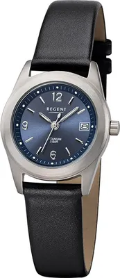 Produktbild von Regent Leder Damen Uhr F-1214 Analog Armband-Uhr schwarz Titan-Uhr D2URF1214