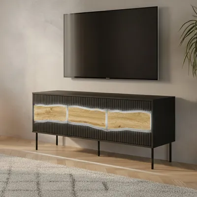 Image de Novolin - Meuble TV, 144x40x62h cm Noir, une Étagère