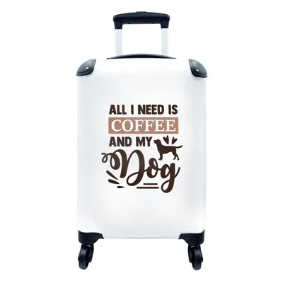 Produktbild von MuchoWow® Koffer Handgepäck Trolley Rollkoffer Kleine Reisekoffer mit 4 Rollen - Kaffee - Hund - Zitate - Cabin Size < 55x40x23 cm & 55x40x20 cm - Fotokoffer - Kabinenkoffer - Boardgepäck - Reise-Box - Reisekoffer - Reisegepäck - Koffer mit Bild - Trolley für Kinder