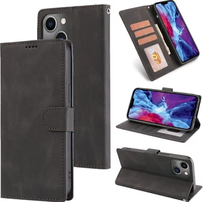 Produktbild von Mobigear Wallet iPhone 14 Hülle Klapphülle Geldbörse - Schwarz