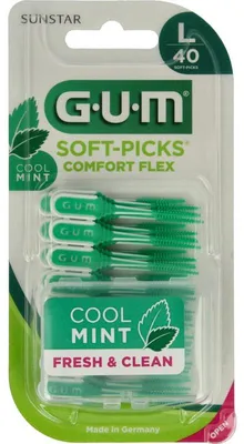 Obrázok produktu pre GUM Soft-Picks Comfort Flex, Szczoteczki międzyzębowe Cool Mint L, 40 sztuk