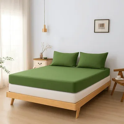 Immagine prodotto di Lenzuola con angoli (per materassi imbottiti) 180x200 – Verde muschio intenso