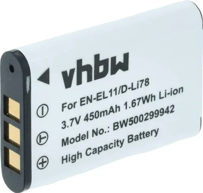 Produktbild von vhbw Akku kompatibel mit Nikon Coolpix S560, S550 Kamera (450 mAh, 3,6 V, Li-Ion)