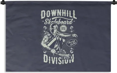 Produktbild von MuchoWow® Wandteppich Wandbehang Skateboard - Helm - Retro 90x60 cm Tapisserie Dekoration Wandtuch - Wandskulpturen - Bildteppich