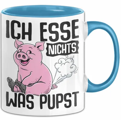 Produktbild von Veganer Tasse Geschenk Vegetarier Geschenkidee Ich Esse Nichts Was Pupst (Blau)