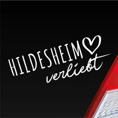 Produktbild von Auto Aufkleber Hildesheim verliebt Herz Stadt Heimat Liebe Car 19x7 cm Weiss Glanz Sticker Heckscheibenaufkleber