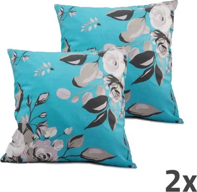 Obrázek produktu pro Home Elements Povlak na polštář modrý, růže, sada 2 ks