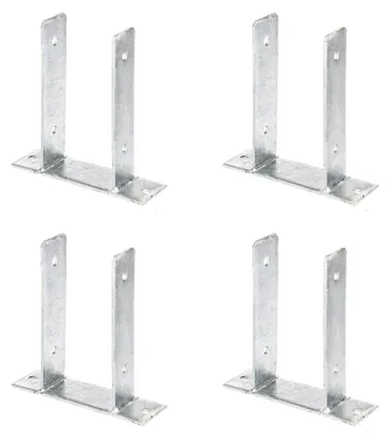Zdjęcie produktu dla Alberts 4 x wsporniki słupków w kształcie litery U, do przykręcenia, do słupków drewnianych 101 mm, wysokość 200 mm, ocynkowane ogniowo