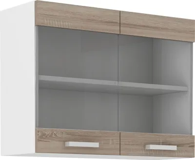 Produktbild von Küchen Glashängeschrank 80 cm für das Modell „Dave 240 Eiche Sonoma Trüffel“