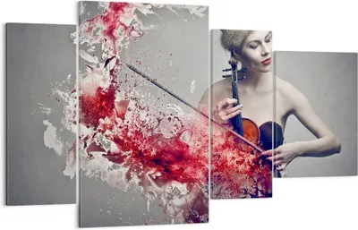 Produktbild von Bild auf Leinwand - Leinwandbild - Frau Violine Musik Instrument - 120x70cm - Wand Bild - Wanddeko - Leinwanddruck - Bilder - Kunstdruck - Wanddekoration - Leinwand bilder - Wandkunst - DL120x70-2625