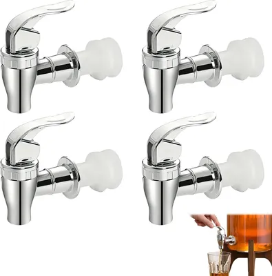 Productafbeelding van Drankdispenser Vervangkranen 16 mm met Pakkingen - Set van 4 - Voedselveilige Plastic Tapkranen voor Sap - Water en Dranken