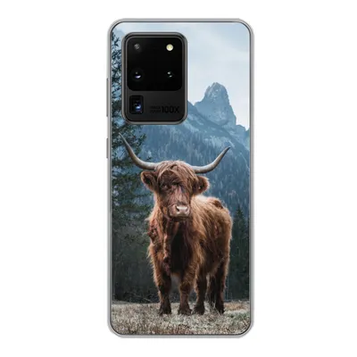Produktbild von MuchoWow® Handyhülle Schutzhülle Hülle für Samsung Galaxy S20 Ultra Schottische Highlander - Tiere - Landschaft Silikon Softcase Handy Hülle - Karteninhaber