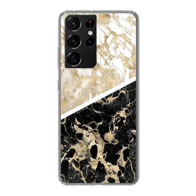 Produktbild von MuchoWow® Handyhülle Schutzhülle Hülle für Samsung Galaxy S21 Ultra Marmor - Schwarz und Gold - Schick Silikon Softcase Handy Hülle - Mobiltelefon