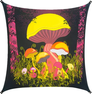 Produktbild von PSYWORK Schwarzlicht Segel Elasthan Goa "Magic Mushroom One", 2,25x2,25m